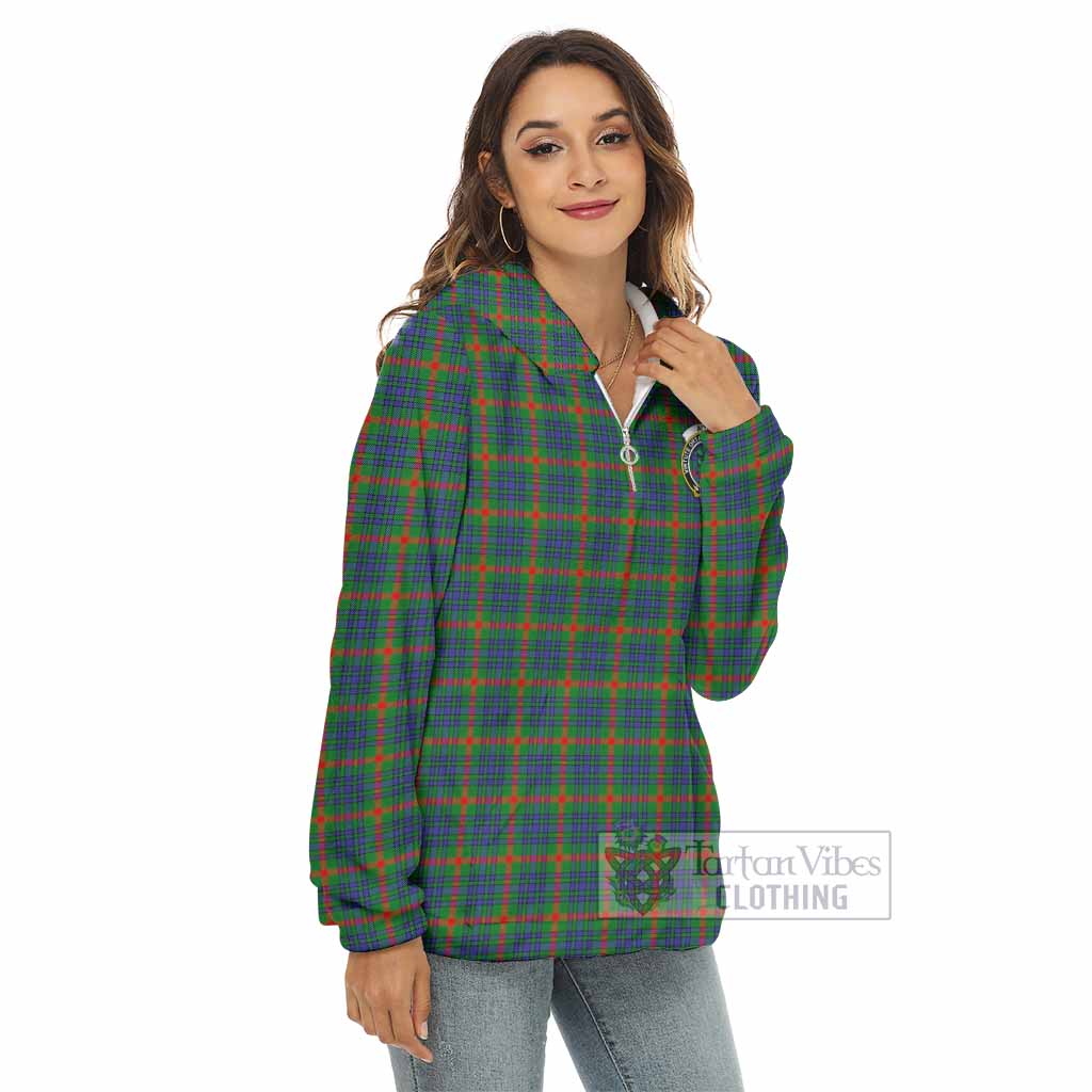 Tartan Vibes Clothing Aiton Tartan Crest Women's Borg  Half Zip Fleece Hoodie