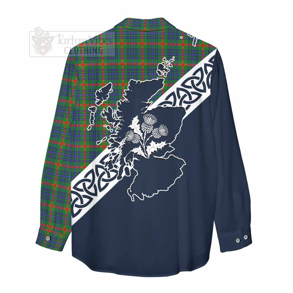 Aiton Tartan Women's Casual Shirt Featuring Thistle and Scotland Map - Tartan Vibes Clothing