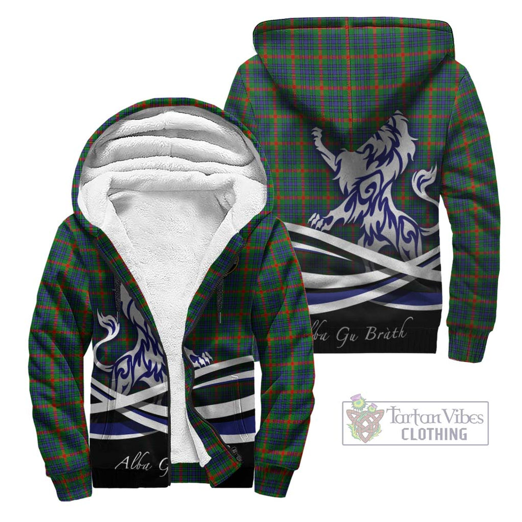 Aiton Tartan Sherpa Hoodie with Alba Gu Brath Regal Lion Emblem Unisex - Tartan Vibes Clothing