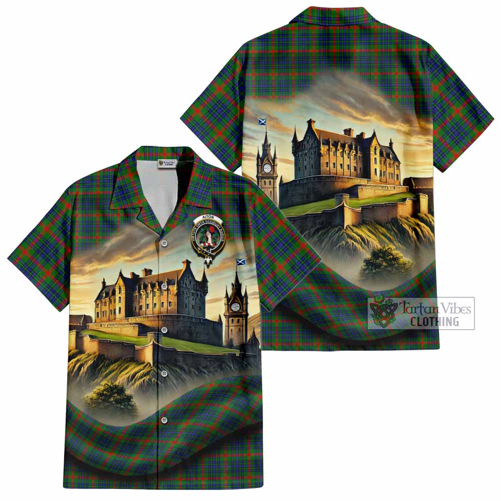 Aiton Tartan Family Crest Hawaiian Shirt with Scottish Ancient Castle Style - Tartan Vibes Clothing