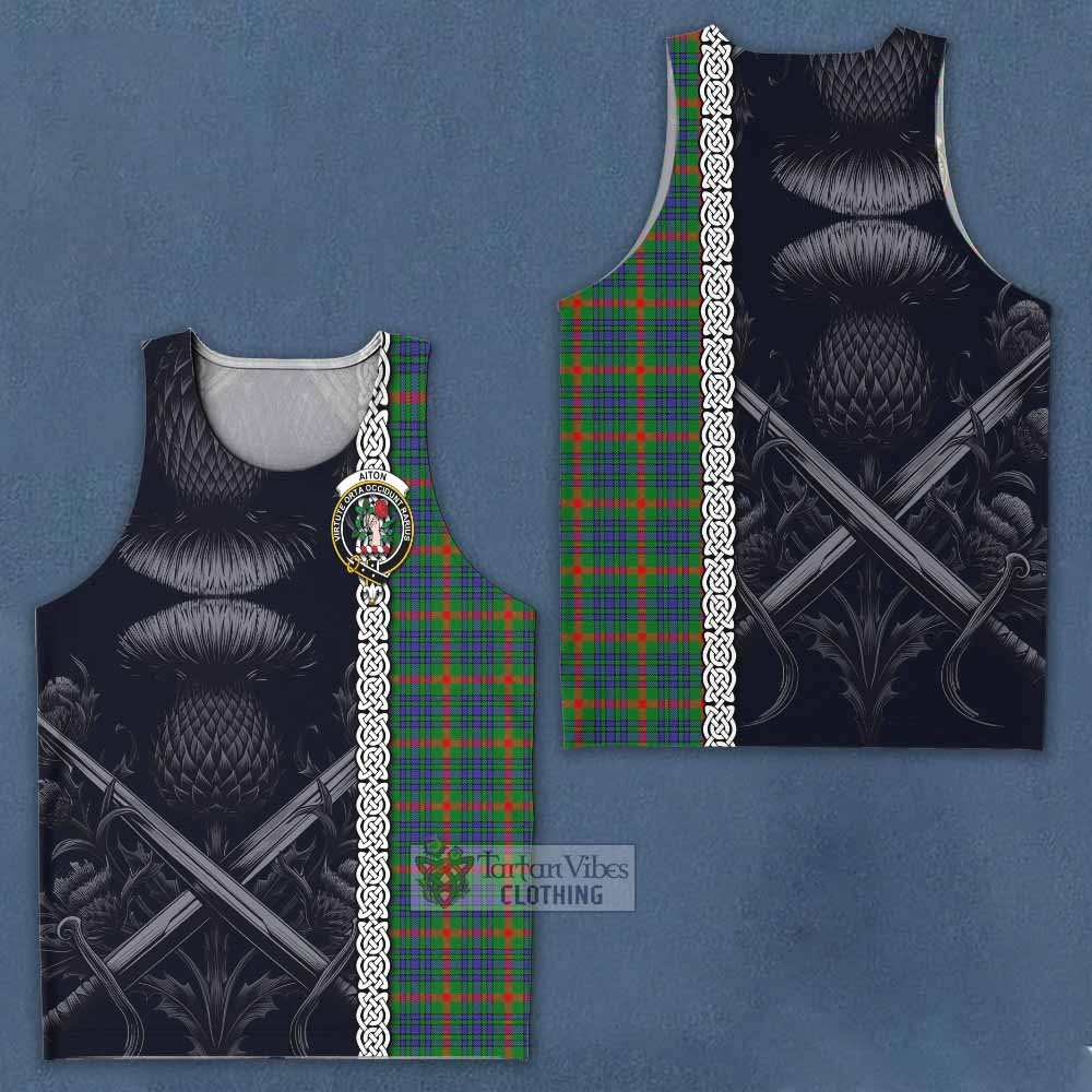 Aiton Tartan Men's Tank Top with Family Crest Cross Sword Thistle Celtic Vibes - Tartan Vibes Clothing