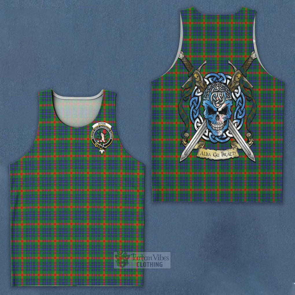 Aiton Tartan Men's Tank Top with Family Crest Celtic Skull Style - Tartan Vibes Clothing