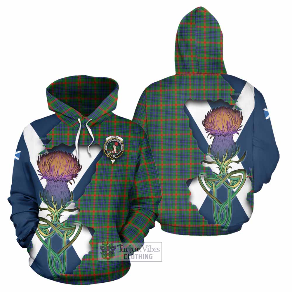 Tartan Vibes Clothing Aiton Tartan Family Crest Hoodie Scottish Thistle Celtic Inspired