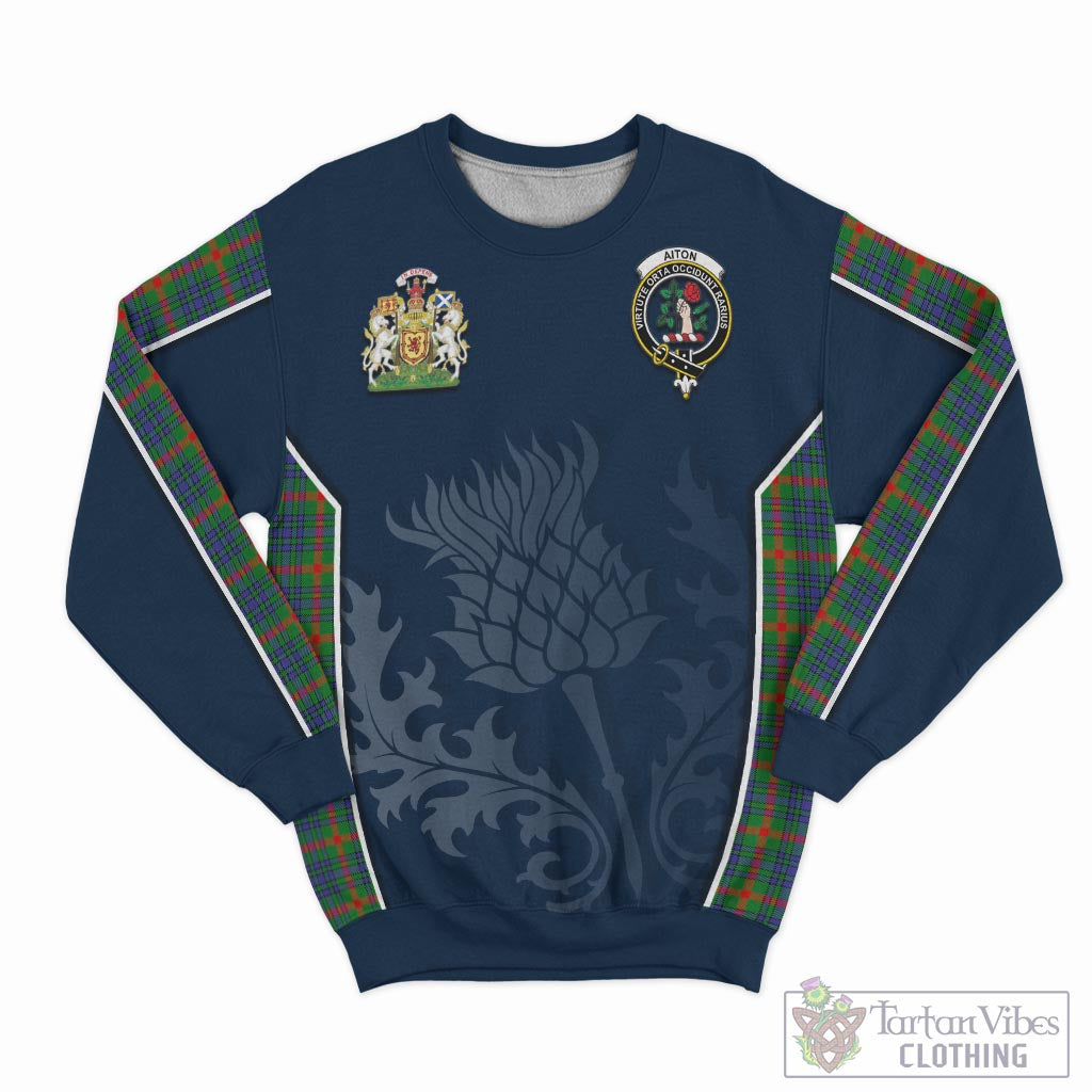Aiton Tartan Sweatshirt with Family Crest and Scottish Thistle Vibes Sport Style - Tartan Vibes Clothing