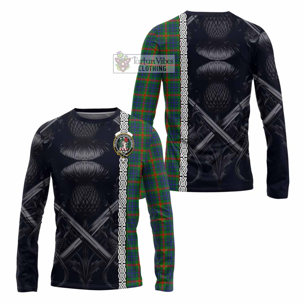 Aiton Tartan Long Sleeve T-Shirt with Family Crest Cross Sword Thistle Celtic Vibes - Tartan Vibes Clothing