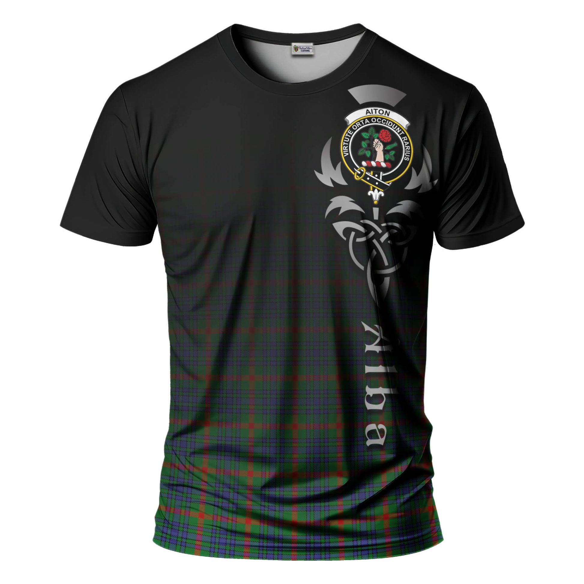 Tartan Vibes Clothing Aiton Tartan T-Shirt Featuring Alba Gu Brath Family Crest Celtic Inspired
