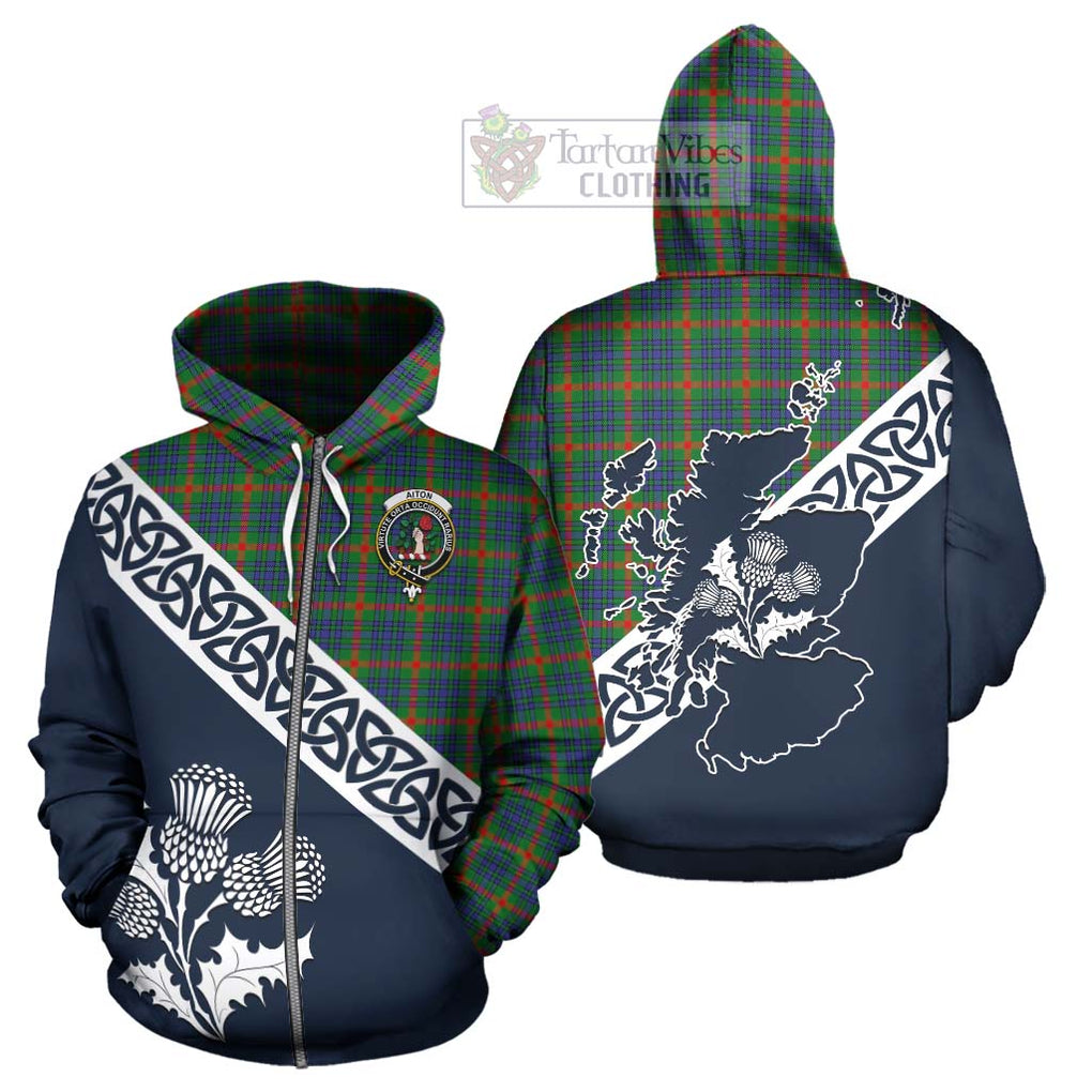 Aiton Tartan Hoodie Featuring Thistle and Scotland Map - Tartan Vibes Clothing