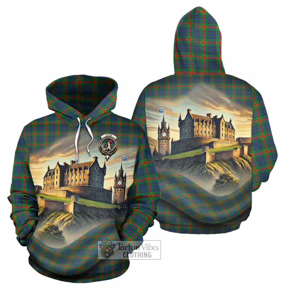 Aiton Tartan Family Crest Hoodie with Scottish Ancient Castle Style - Tartan Vibes Clothing