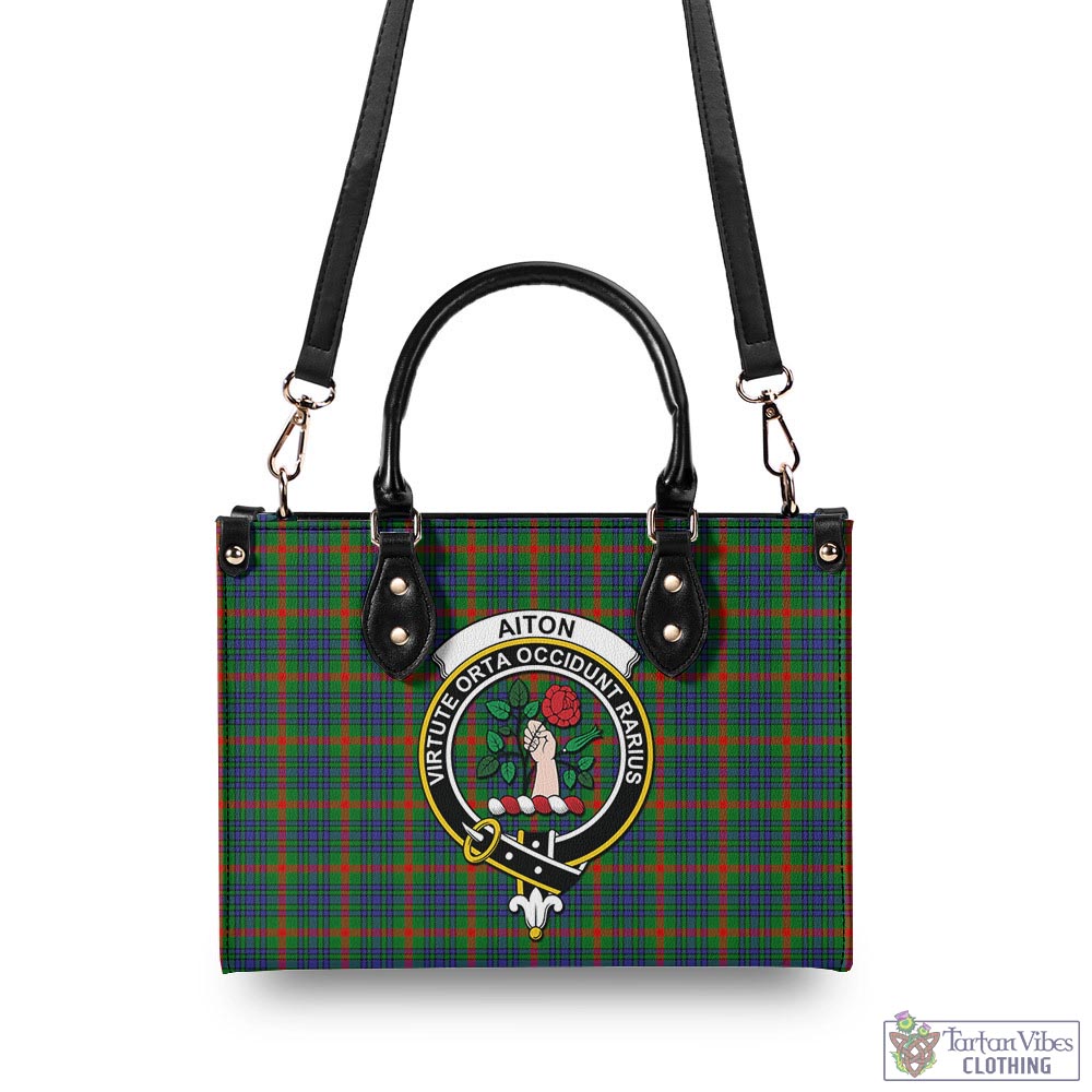 Tartan Vibes Clothing Aiton Tartan Luxury Leather Handbags with Family Crest