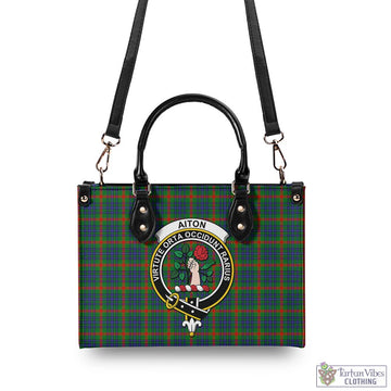 Aiton Tartan Luxury Leather Handbags with Family Crest - Tartan Vibes Clothing