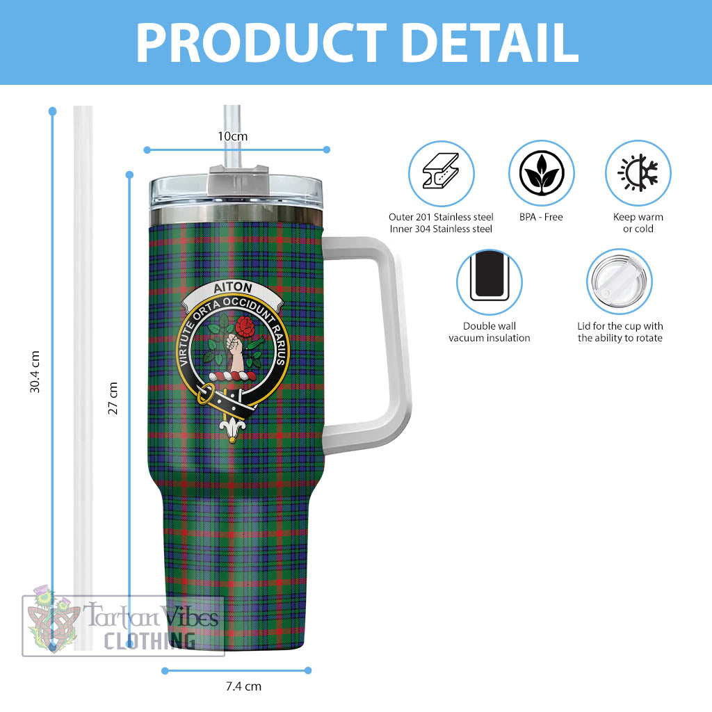 Tartan Vibes Clothing Aiton Tartan and Family Crest Tumbler with Handle