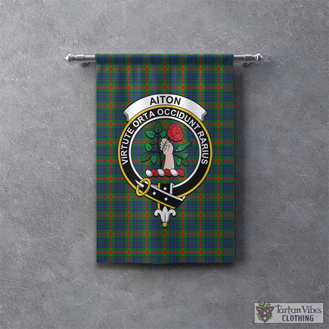 Tartan Vibes Clothing Aiton Tartan Gonfalon, Tartan Banner with Family Crest