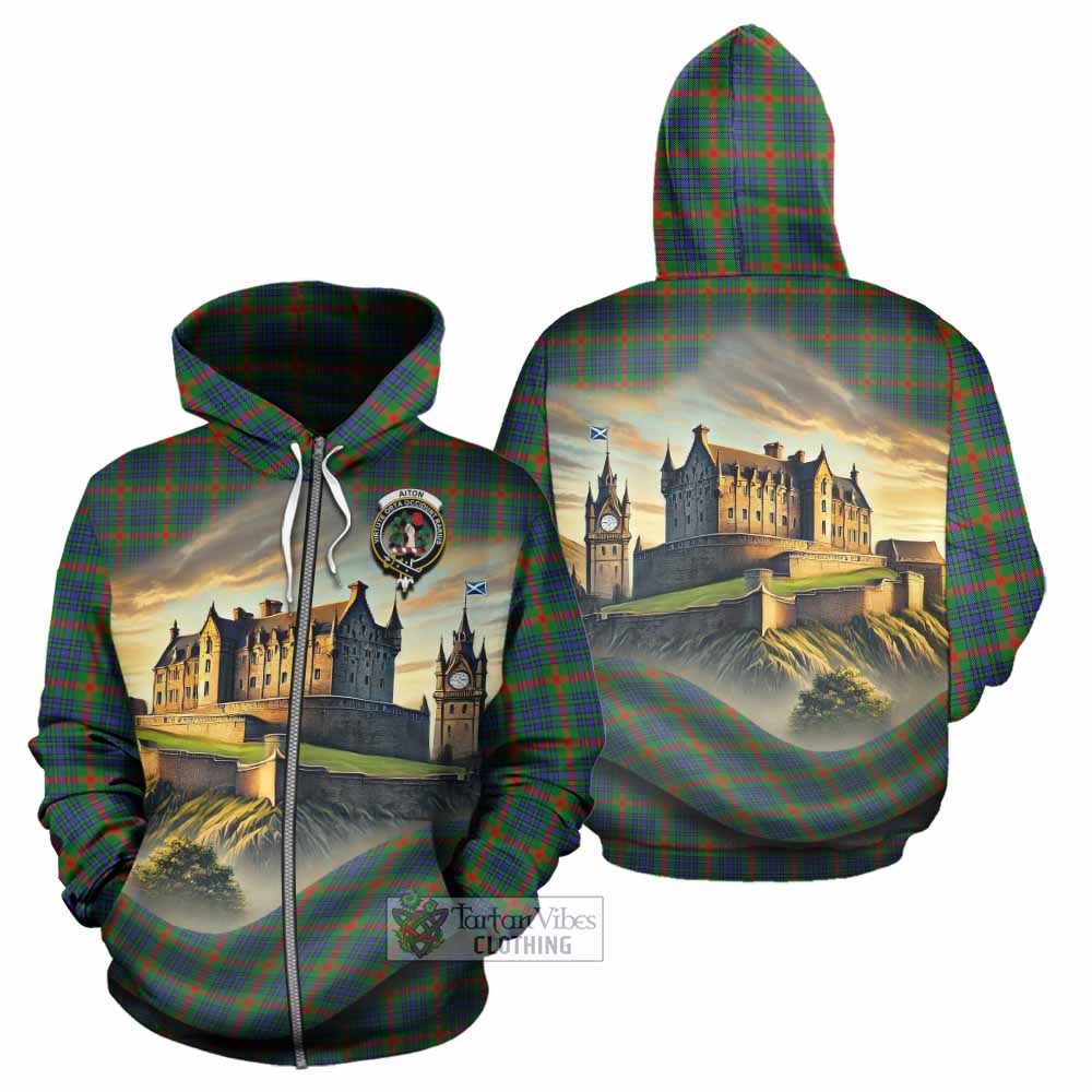 Aiton Tartan Family Crest Hoodie with Scottish Ancient Castle Style Zip Hoodie - Tartan Vibes Clothing