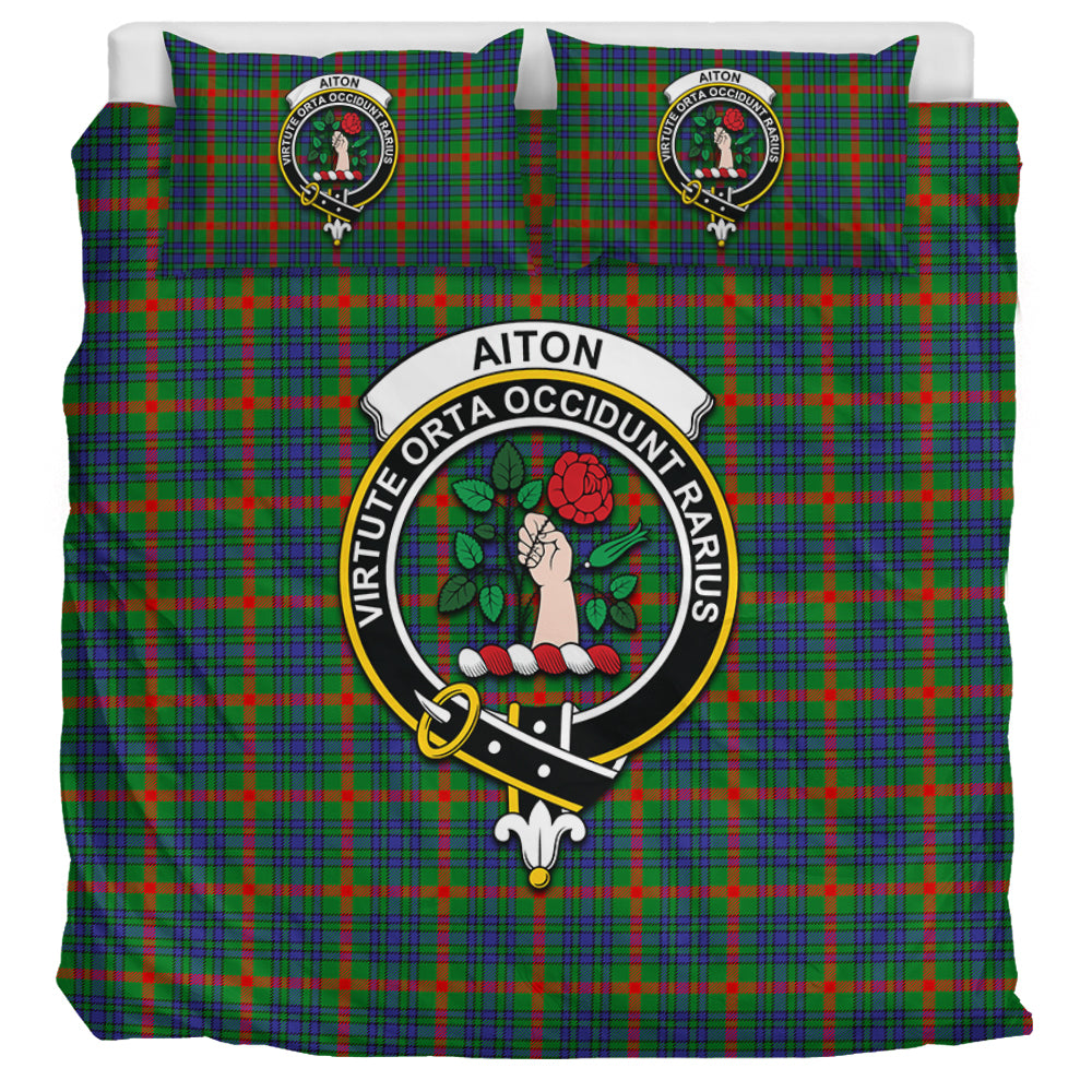 Aiton Tartan Bedding Set with Family Crest UK Bedding Set UK Super King 104*94 inch - Tartan Vibes Clothing