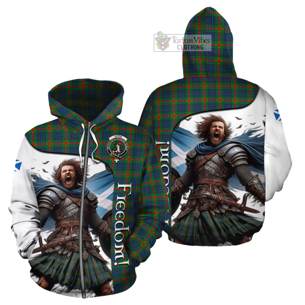 Tartan Vibes Clothing Aiton Crest Tartan Cotton Hoodie Inspired by the Freedom of Scottish Warrior