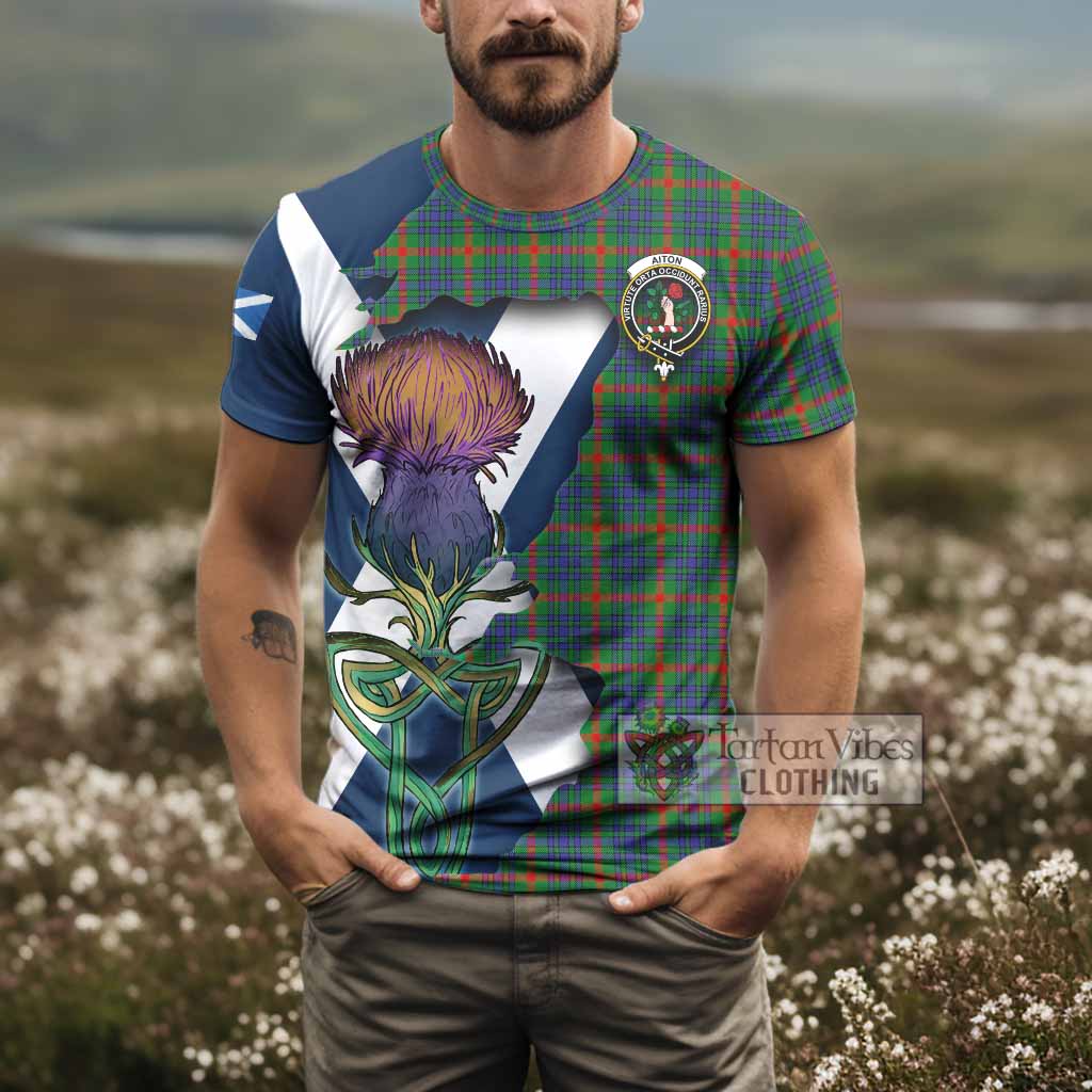 Tartan Vibes Clothing Aiton Tartan Family Crest T-Shirt Scottish Thistle Celtic Inspired
