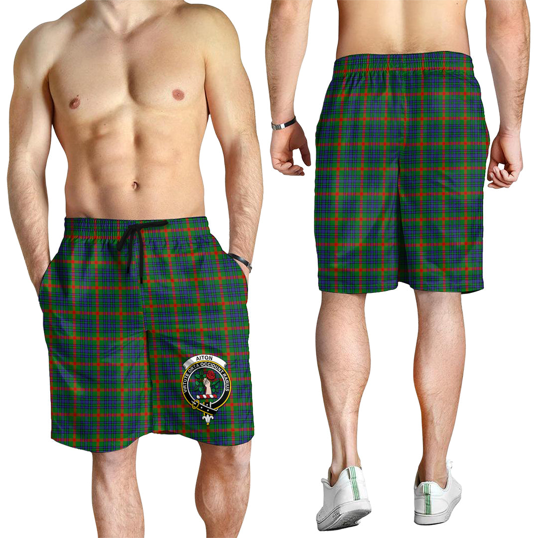 Aiton Tartan Mens Shorts with Family Crest - Tartanvibesclothing