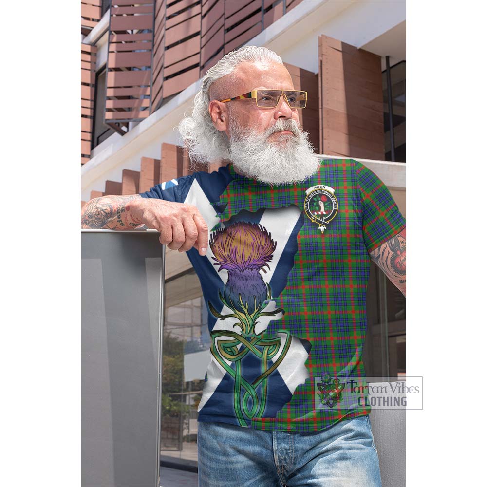 Tartan Vibes Clothing Aiton Tartan Family Crest Cotton T-shirt Scottish Thistle Celtic Inspired
