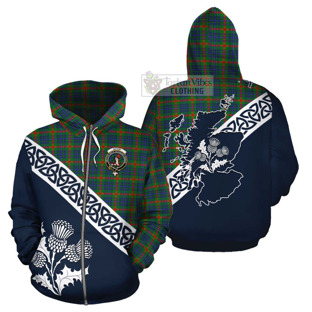 Aiton Tartan Cotton Hoodie Featuring Thistle and Scotland Map - Tartan Vibes Clothing