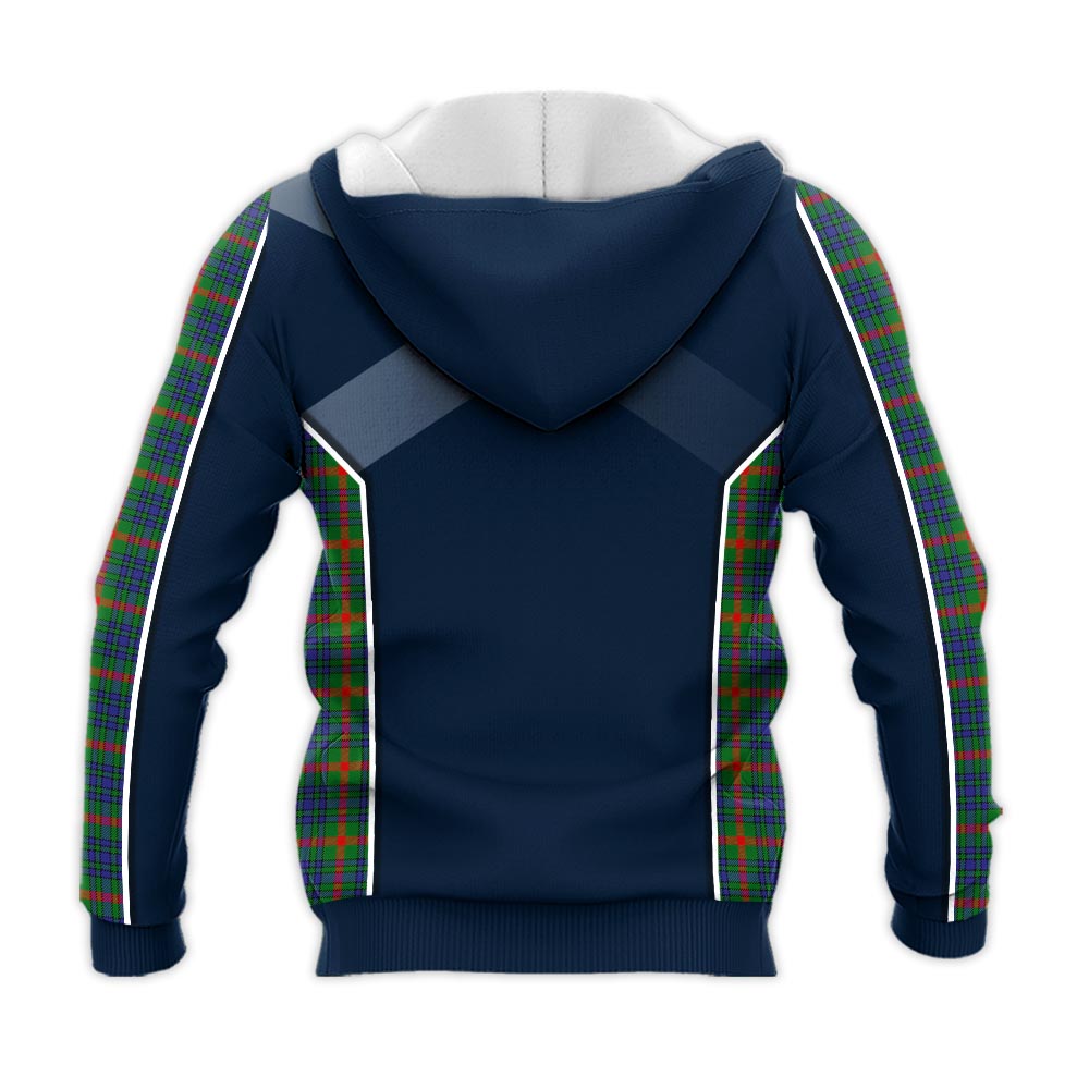 Tartan Vibes Clothing Aiton Tartan Knitted Hoodie with Family Crest and Scottish Thistle Vibes Sport Style