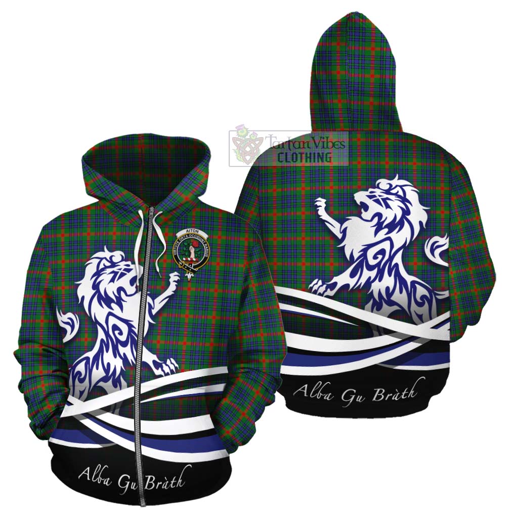Aiton Tartan Cotton Hoodie with Alba Gu Brath Regal Lion Emblem - Tartan Vibes Clothing
