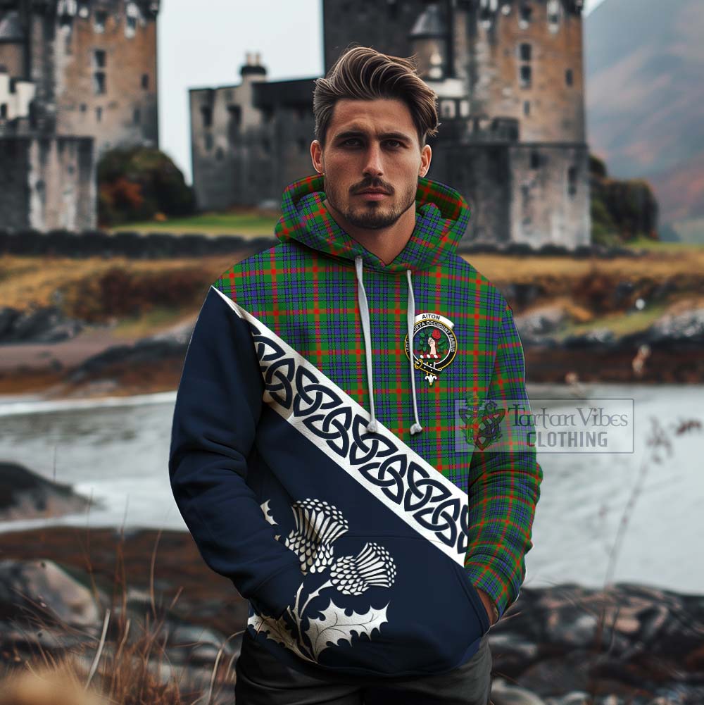 Aiton Tartan Cotton Hoodie Featuring Thistle and Scotland Map - Tartan Vibes Clothing