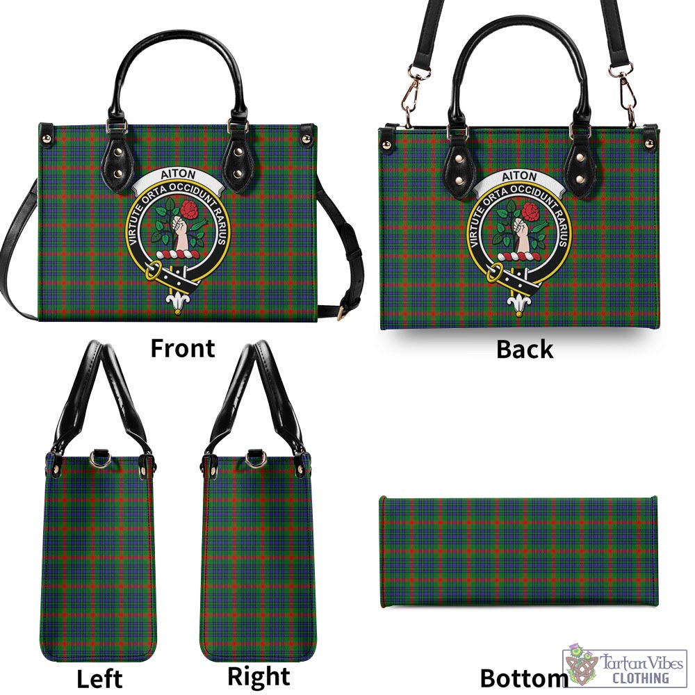 Tartan Vibes Clothing Aiton Tartan Luxury Leather Handbags with Family Crest