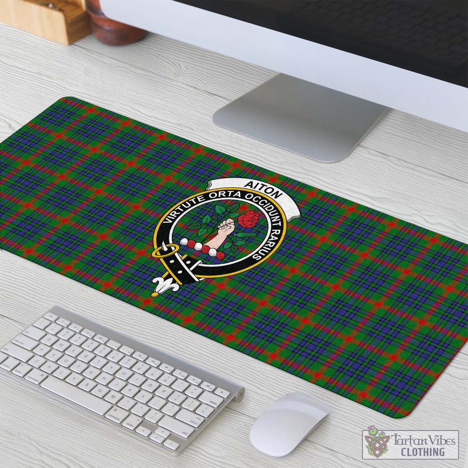 Tartan Vibes Clothing Aiton Tartan Mouse Pad with Family Crest
