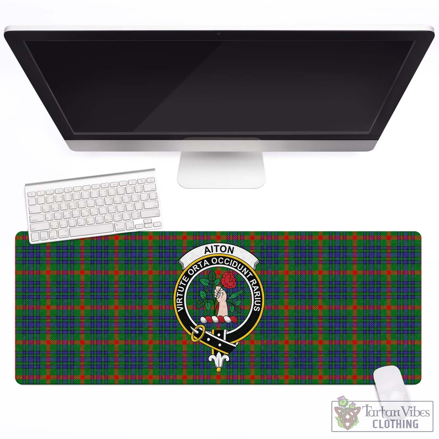 Tartan Vibes Clothing Aiton Tartan Mouse Pad with Family Crest