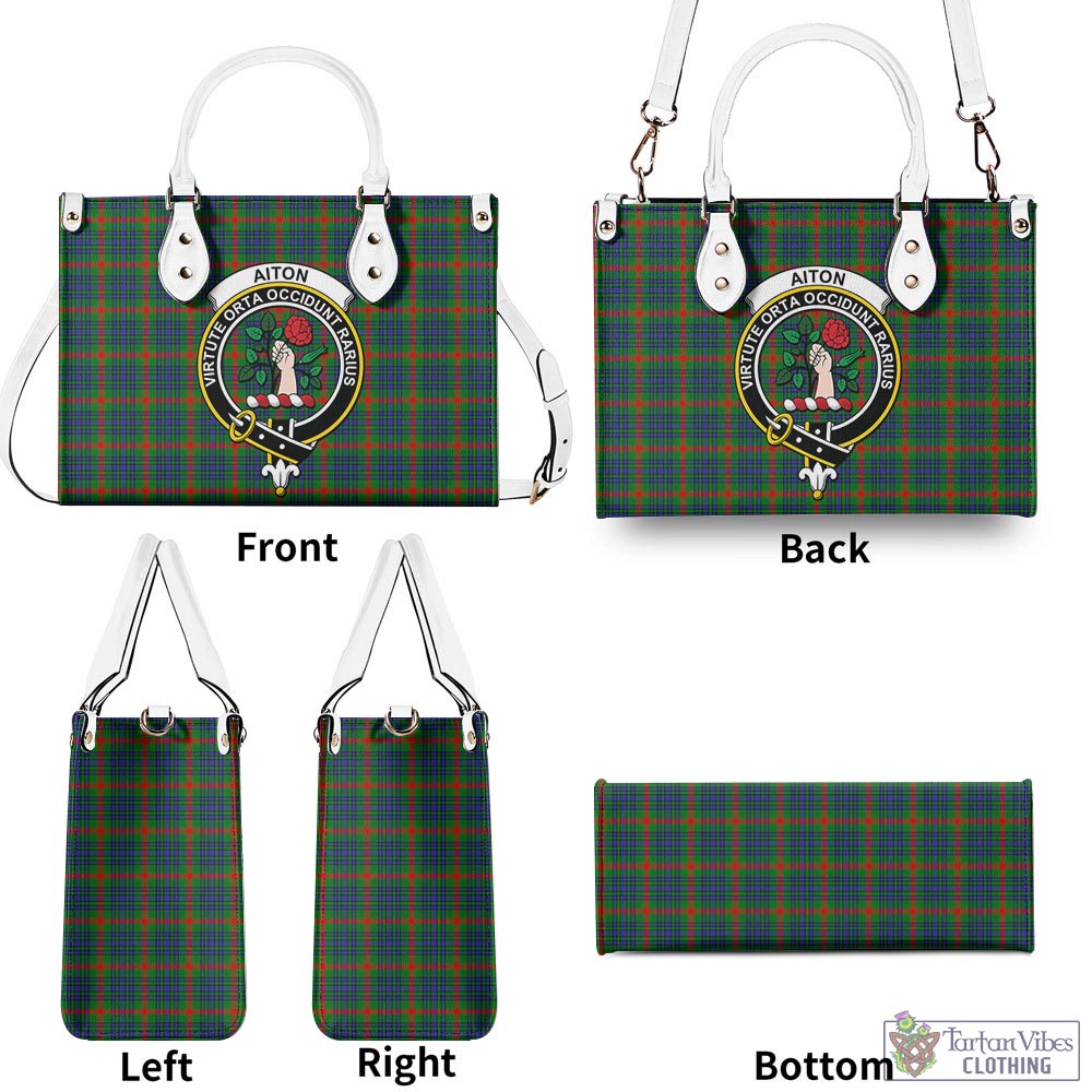 Tartan Vibes Clothing Aiton Tartan Luxury Leather Handbags with Family Crest