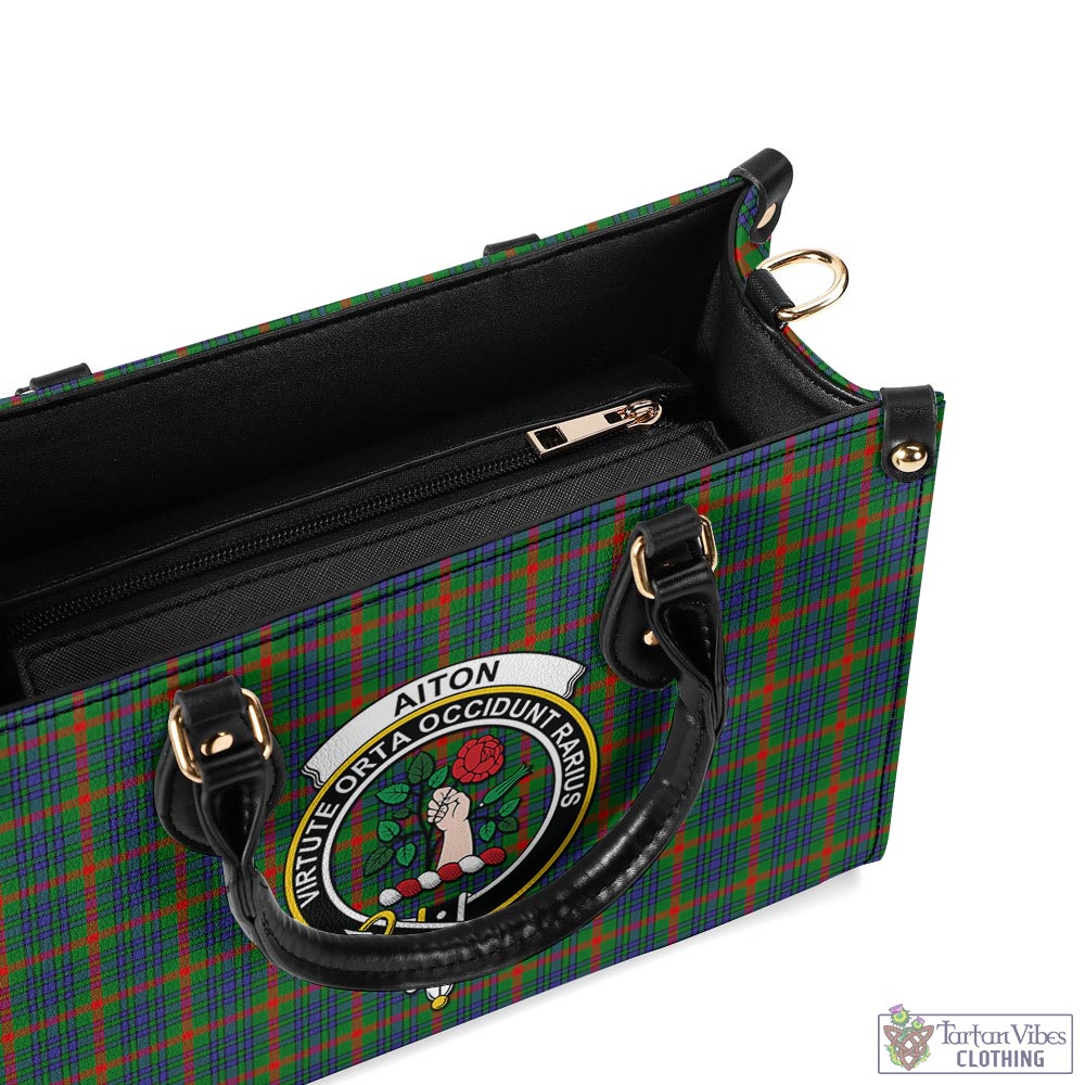 Tartan Vibes Clothing Aiton Tartan Luxury Leather Handbags with Family Crest