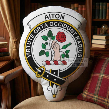 Aiton Clan Crest Shaped Throw Pillow, Scottish Clan Badge Decorative Pillow