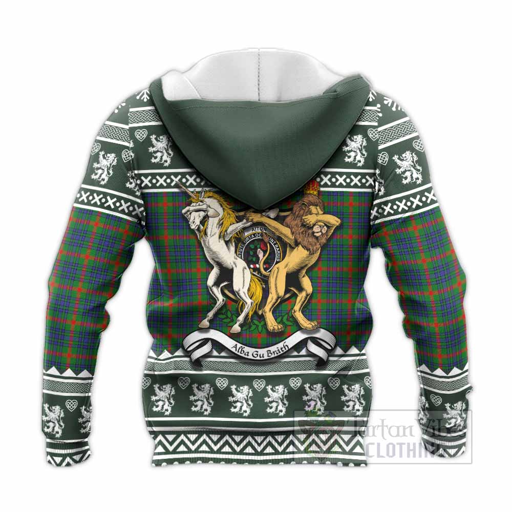 Aiton Clan Tartan Crest Christmas Knitted Hoodie Coat of Arms Funny Style - Tartan Vibes Clothing