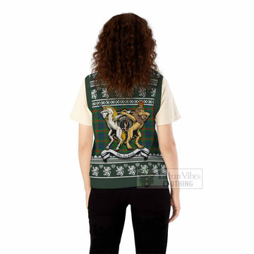 Aiton Clan Tartan Crest Christmas Knitted V-Neck Vest Coat of Arms Funny Style - Tartan Vibes Clothing