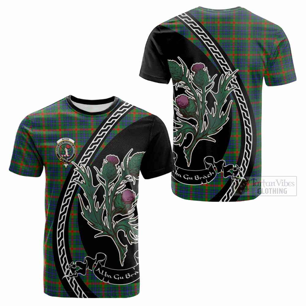 Aiton Family Crest Tartan Cotton T-shirt Alba Thistle Inspired - Tartan Vibes Clothing
