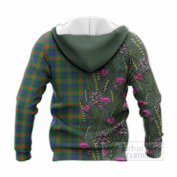 Aiton Family Crest Tartan Knitted Hoodie Scottish Thistle Flower Pattern Half Style - Tartan Vibes Clothing