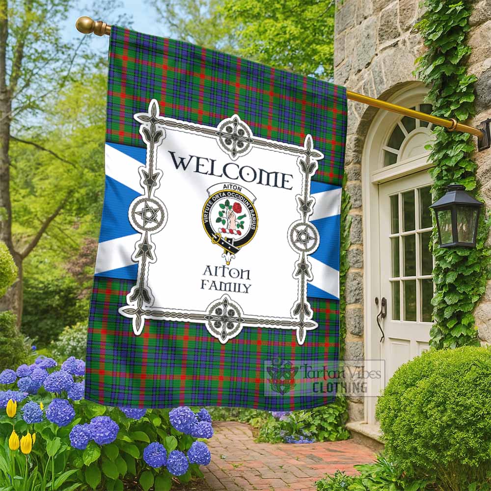 Aiton Family Crest Tartan Welcome Garden Flag Saltire Harmony Style - Tartan Vibes Clothing