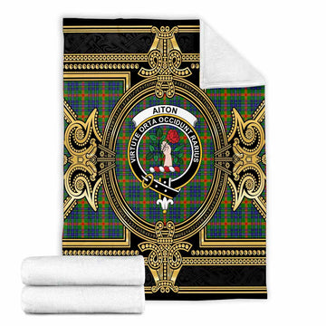 Aiton Scottish Tartan Crest Blanket Royal Stylized
