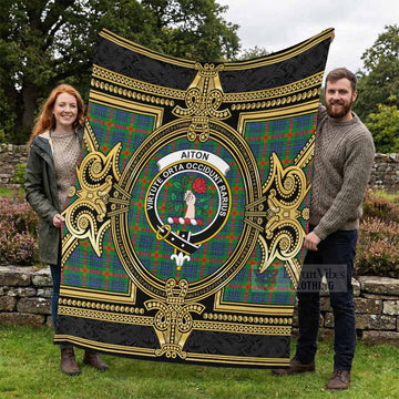 Aiton Scottish Tartan Crest Blanket Royal Stylized