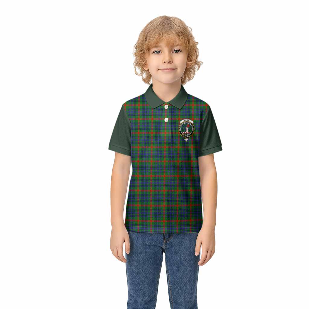 Aiton Tartan Accent Kid Polo Shirt with Family Crest
