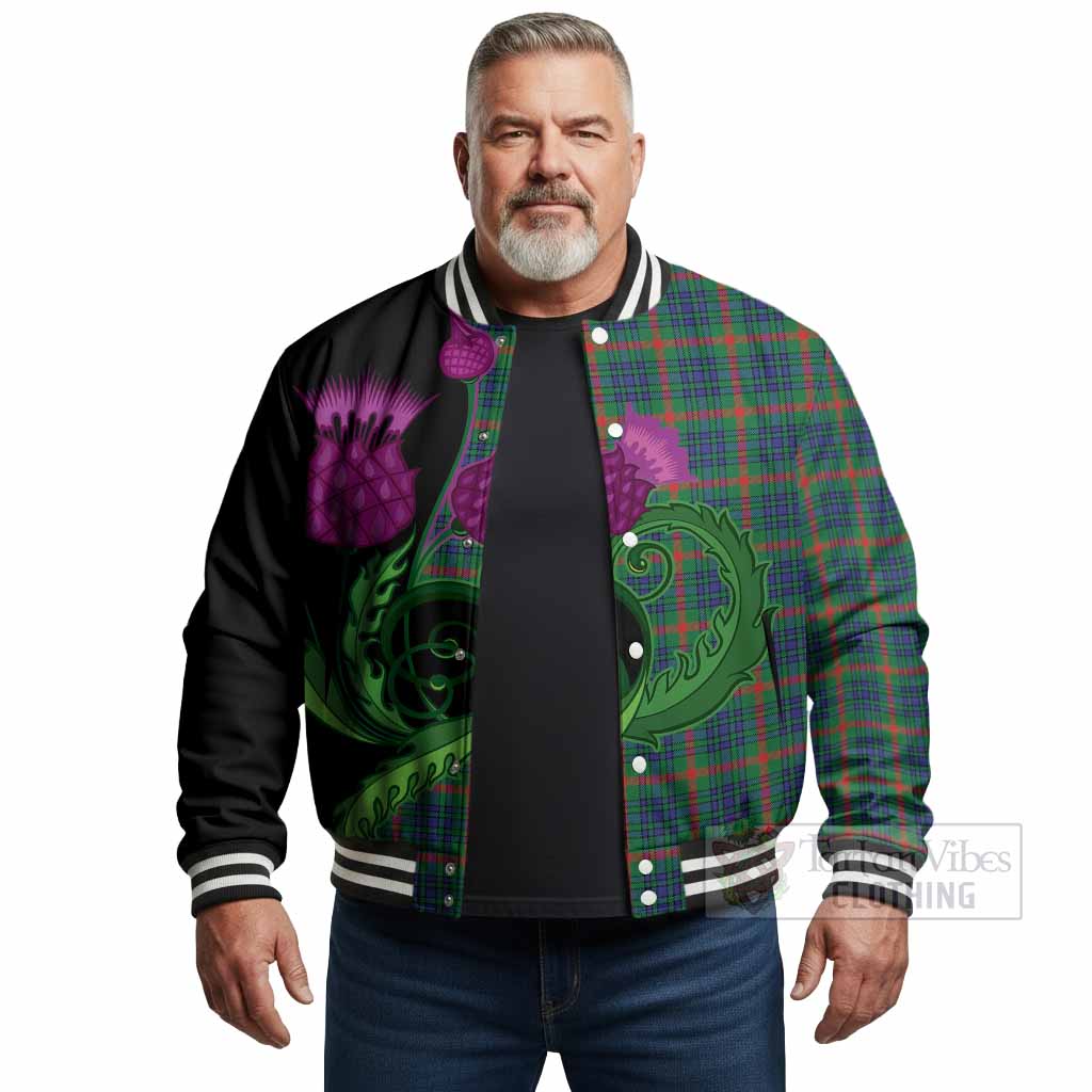 Aiton Tartan Baseball Jacket Traditional Scottish Thistle