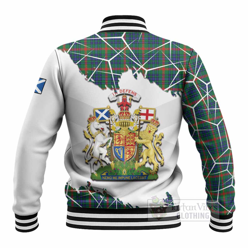 Aiton Tartan Baseball Jacket with Family Crest and Lion Rampant Grunge Style