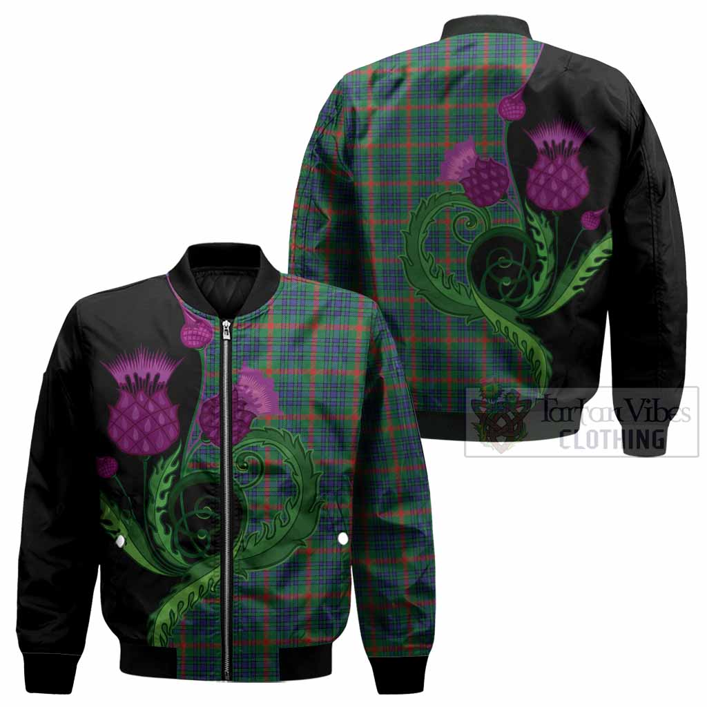 Aiton Tartan Bomber Jacket Traditional Scottish Thistle