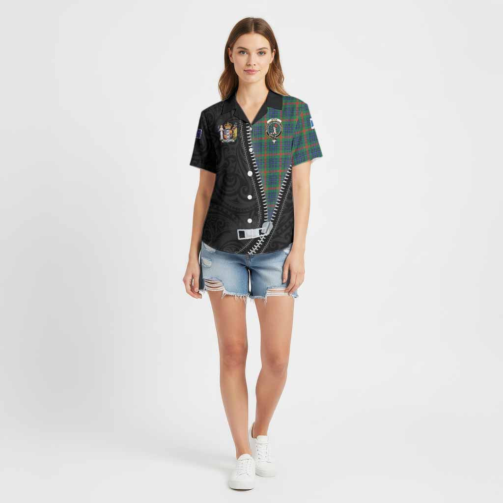 Aiton Tartan Cotton Hawaiian Shirt New Zealand Pattern Unique Zipper Stylized