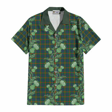 Aiton Tartan Cotton Hawaiian Shirt Seamless Scottish Thistle Flowers