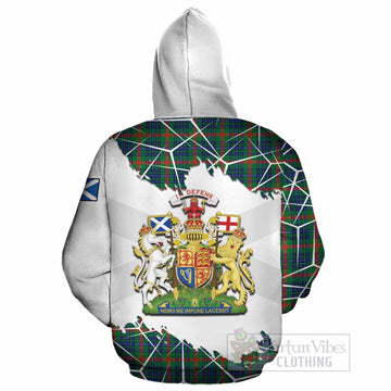 Aiton Tartan Cotton Hoodie with Family Crest and Lion Rampant Grunge Style
