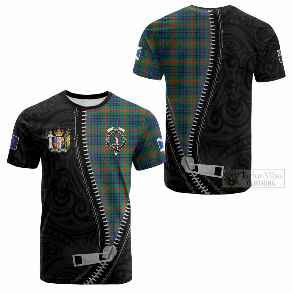 Aiton Tartan Cotton T-shirt New Zealand Pattern Unique Zipper Stylized