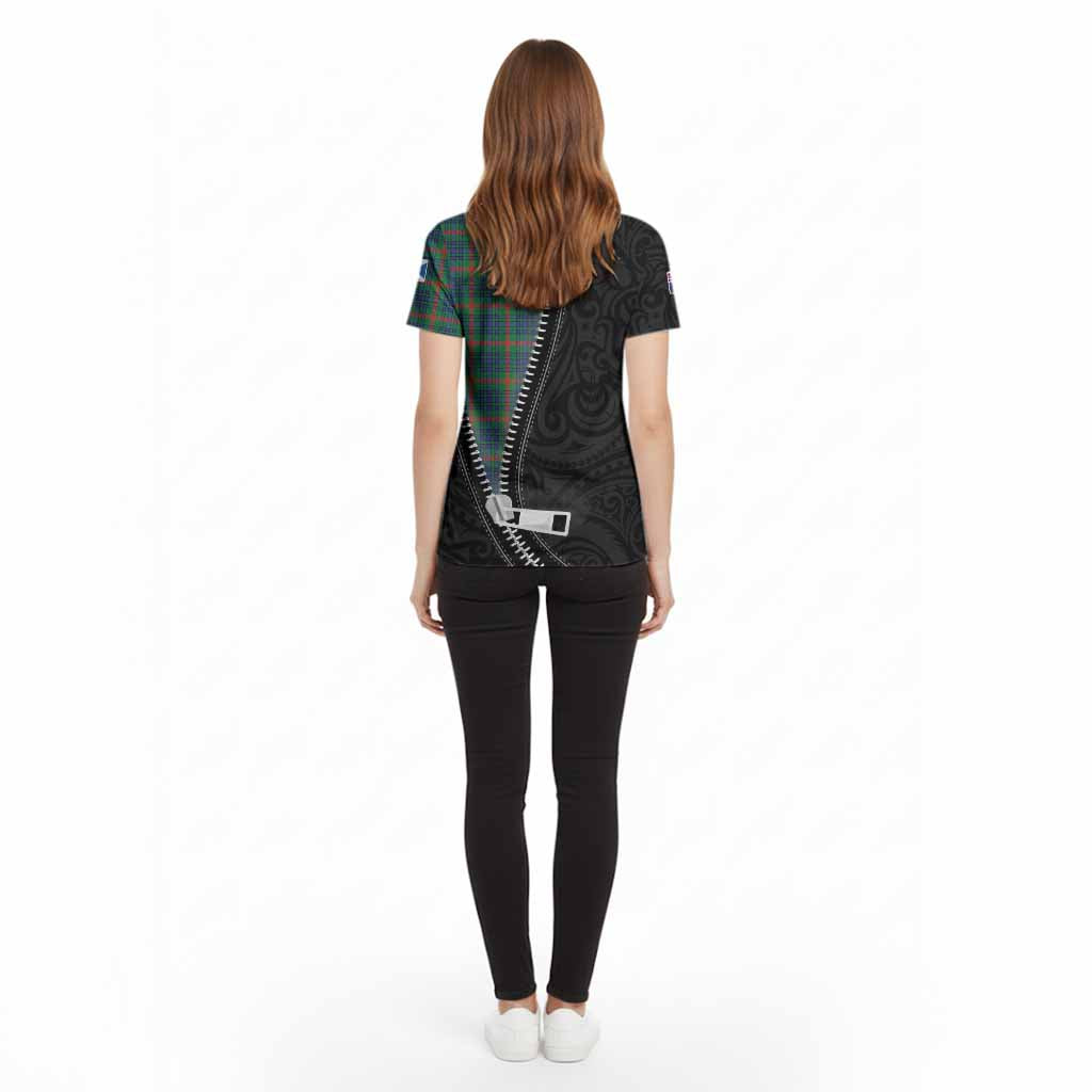 Aiton Tartan Cotton T-shirt New Zealand Pattern Unique Zipper Stylized
