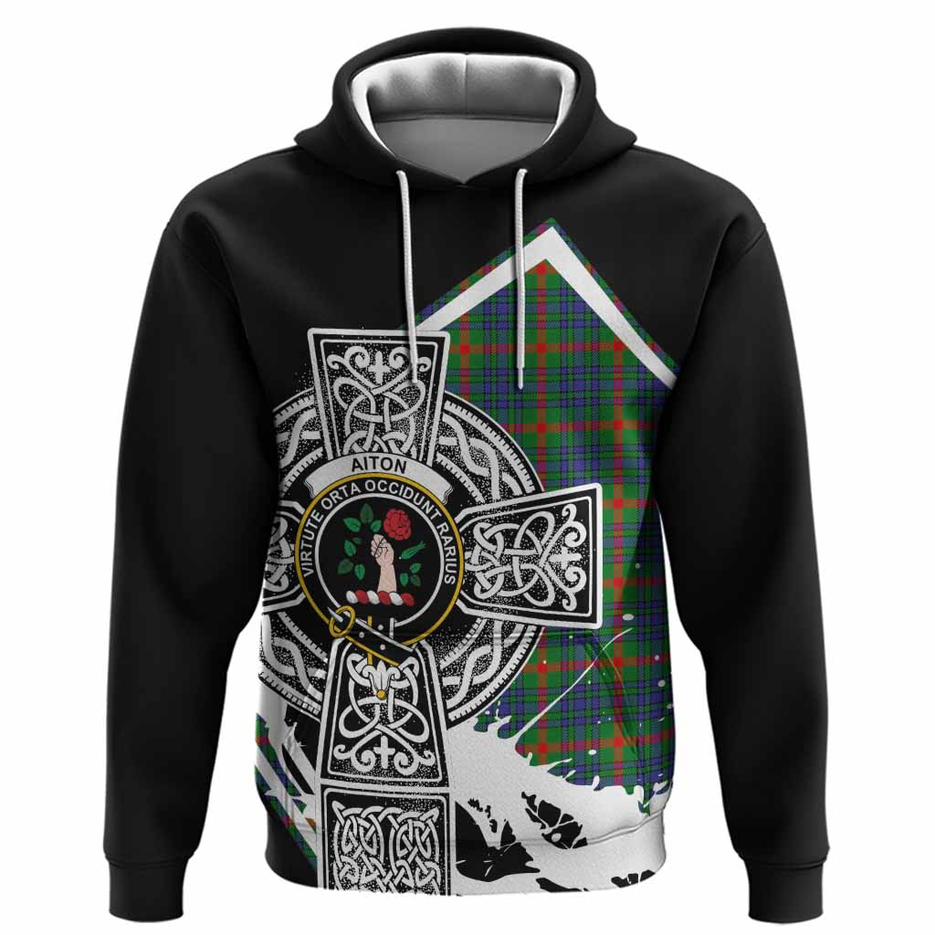 Aiton Tartan Crest Hoodie Scottish Celtic Cross Heritage