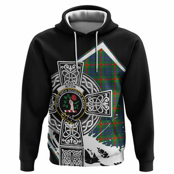 Aiton Tartan Crest Hoodie Scottish Celtic Cross Heritage